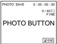 PHOTO SAVE 0 : 00 : 00 : 00 0 / 40 □ FINE PHOTO BUTTON → END