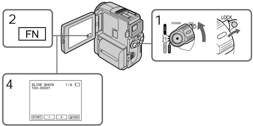 2 FN 1 POWER LOCK OFF CHANGE LOCK 4 SLIDE SHOW 1 / 6 100-00001 START - + END