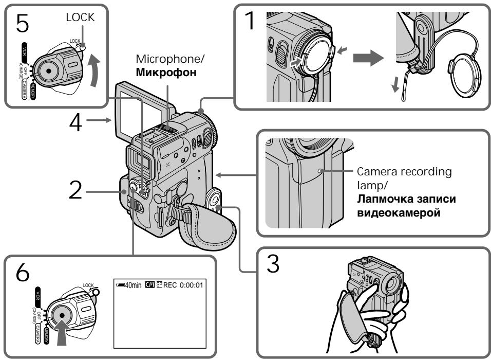 5 LOCK Microphone/ Микрофон 1 Camera recording lamp/ Лапмочка записи видеокамерой 2 3 6 40min REC 0:00:01