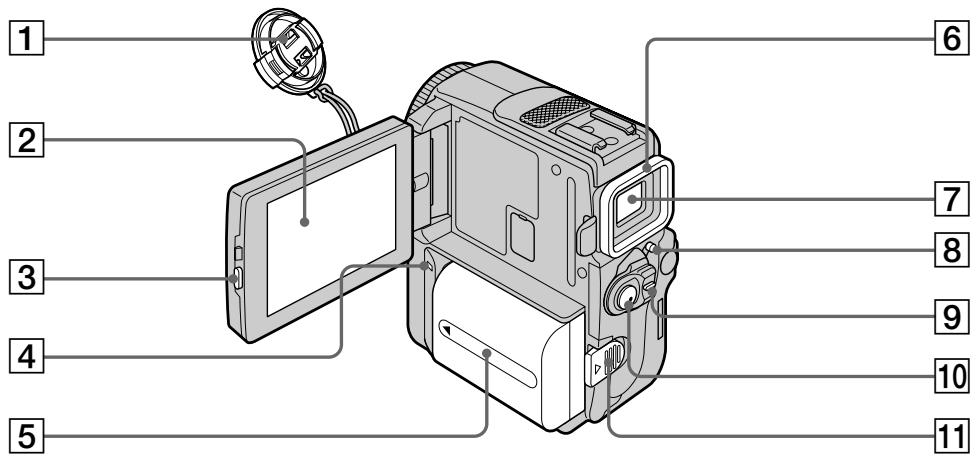 Diagram of a digital camera with numbered parts labeled for identification