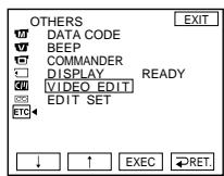 OTHERS DATA CODE BEEP COMMANDER DISPLAY READY VIDEO EDIT EDIT SET ETC ↓ ↑ EXEC RET. EXIT