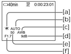 40min 0:00:23:01 [a] [b] [c] AUTO 50 AWB 9dB [d] [e] f1.7