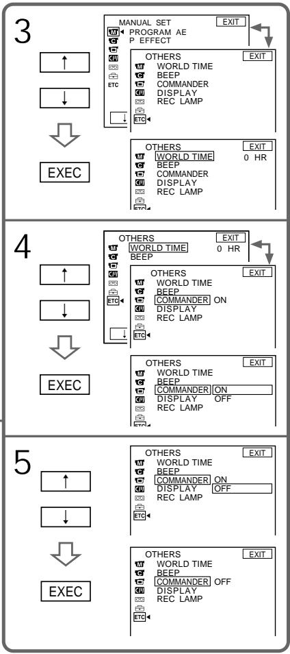 SONY DCR-PC9E - Изменение установок меню - 2