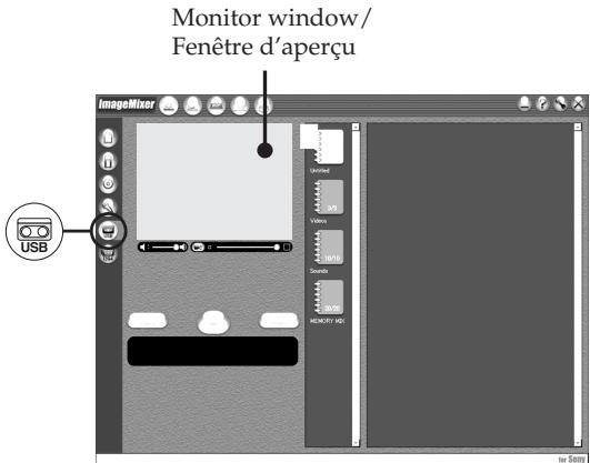 Monitor window/ Fenêtre d'aperçu ImageMixer USB