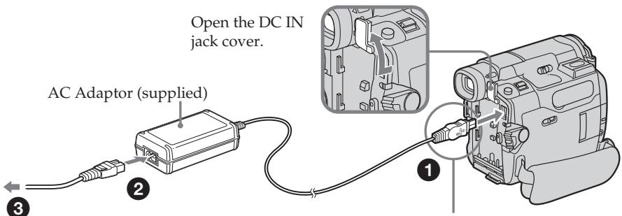 SONY DCR-TRV22E - Connecting the mains lead (p. 25) - 1
