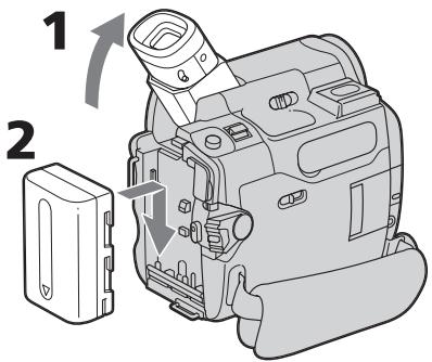 SONY DCR-TRV22E - Installation de la batterie - 1