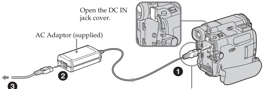 SONY DCR-TRV22E - Connecting the mains lead (p. 25) - 1