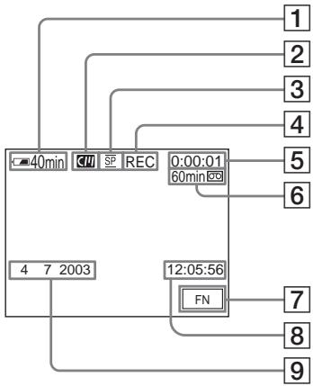 SONY DCR-TRV22E - Indicateurs affichés pendant l'enregistrement - 1