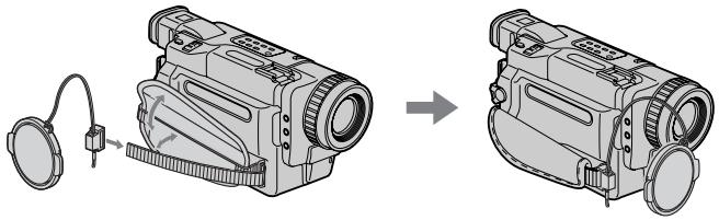 SONY DCR-TRV240E - Присоединение крышки объектива - 1