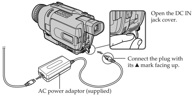 SONY DCR-TRV240E - Connecting the mains lead (p. 24) - 1