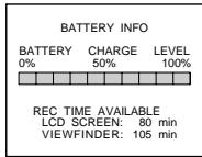 SONY DCR-TRV245E - Pour vérifier l'état de la batterie (BATTERY INFO) - 2
