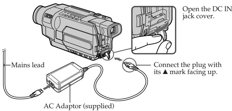 SONY DCR-TRV245E - Connecting the mains lead (p. 35) - 1