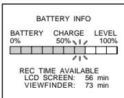 SONY DCR-TRV245E - Pour vérifier l'état de la batterie (BATTERY INFO) - 1