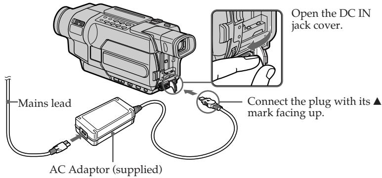 SONY DCR-TRV245E - Connecting the mains lead (p. 35) - 1