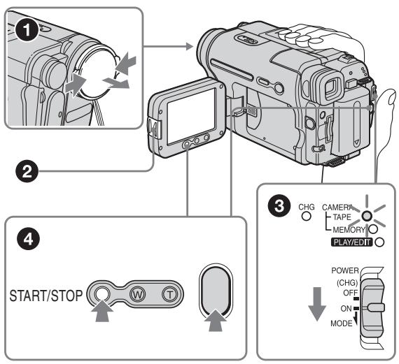 1 2 3 START/STOP 4 CHG CAMERA TAPE MEMORY PLAY/EDIT POWER (CHG) OFF ON MODE