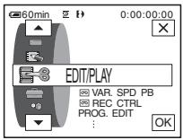 60min 0:00:00:00 EDIT/PLAY VAR. SPD. PB REC CTRL PROG. EDIT OK