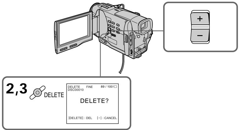 2,3 DELETE DELETE FINE 89 / 100 DSC00010 DELETE? [DELETE] : DEL [−] : CANCEL