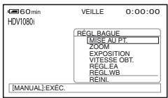 SONY HVR-HD1000U - Attribution d'options du menu à la RING - 1