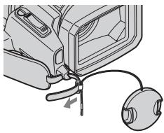 SONY HVR-HD1000U - Pour fixer le capuchon d'objectif à la courroie d'attache - 1