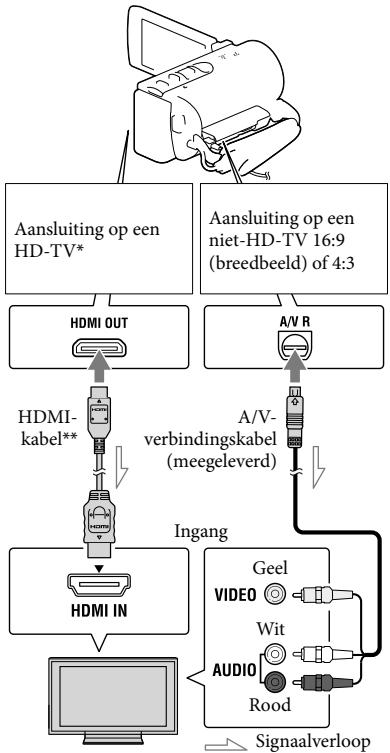 SONY HDR-CX190E, HDR-CX200, HDR-CX220 E, HDR-CX320 E - Beelden weergeven op een televisieschem - 1
