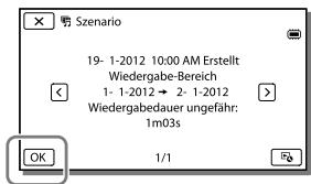 SONY HDR-CX190E, HDR-CX200, HDR-CX220 E, HDR-CX320 E - Wiedergabe eines gespeicherten Szenarios - 1