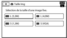 SONY HDR-CX190E, HDR-CX200, HDR-CX220 E, HDR-CX320 E - Sélectionnez la taille d'image désirée. - 1