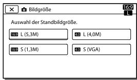 SONY HDR-CX190E, HDR-CX200, HDR-CX220 E, HDR-CX320 E - Wahlen Sie die gewünschte Bildgroße aus. - 1