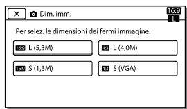 SONY HDR-CX190E, HDR-CX200, HDR-CX220 E, HDR-CX320 E - Selezionare la dimensione dell'imagine desiderata. - 1