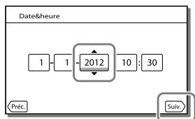 SONY HDR-CX190E, HDR-CX200, HDR-CX220 E, HDR-CX320 E - Mise sous tension et réglage de la date et de l'heure - 5
