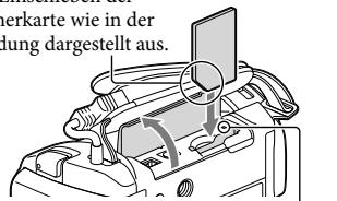 SONY HDR-CX190E, HDR-CX200, HDR-CX220 E, HDR-CX320 E - Einsetzen einer Speicherkarte - 1