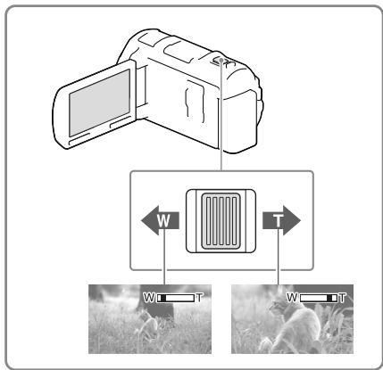 SONY HDR-PJ650E - Obraz można powiększać lub pomniejszać przesuwając dźwignię regulacji zbliżenia. - 1