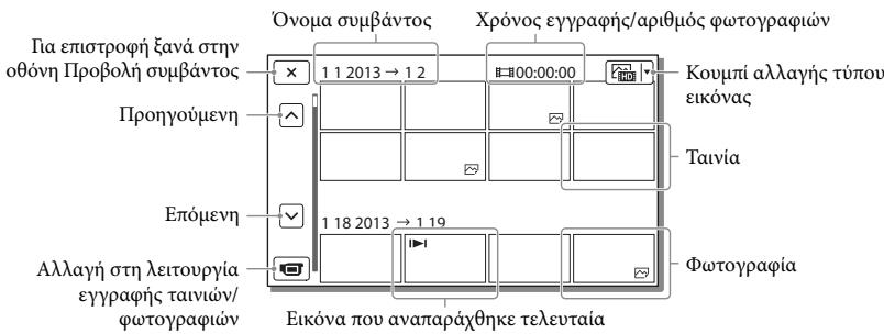 SONY HDR-PJ650E - Ενδείξεις οθόνης στην οθόνη Προβολή συμβάντος - 2