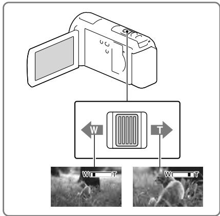 SONY HDR-PJ260 - Verschieben Sie den Motorzoom-Hebel, um das Bild zu vergrößern oder zu verkleinern. - 1