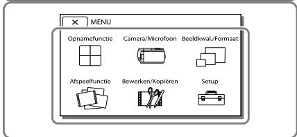 MENU Opnamefunctie Camera/Microfoon Beeldkwal/Formaat Afspeelfunctie Bewerken/Kopieren Setup