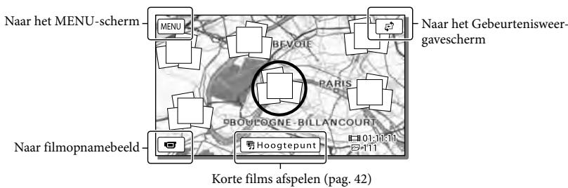 Naar het MENU-scherm MENU BEVOIE Naar het Gebeurtenisweergavescherm PARIS PBOUCOGNE-BILLANCOURT Korte films afspelen (pag. 42) Haogtepunt 01:16:11 411