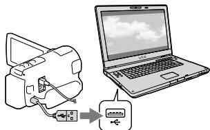 SONY HDR-PJ260 - Branchez le caméscope à l'ordinateur à l'aide du câble USB intégré, puis appuyez sur [Connexion USB] sur l'écran LCD du caméscope. - 1