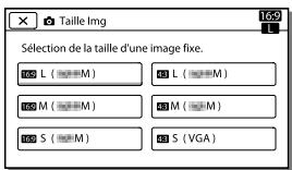 Taille Img Sélection de la taille d'une image fixe. L ( M ) M ( M ) S ( M ) L ( M ) M ( M ) S ( VGA )