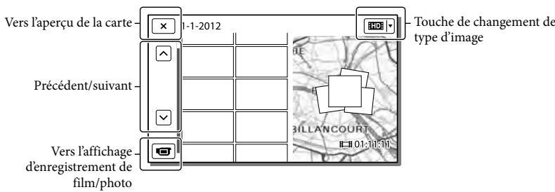 Vers l'aperçu de la carte 1-1-2012 Précédent/suivant Vers l'affichage d'enregistrement de film/photo Touche de changement de type d'image 3ILLANCOURT 101:10:01