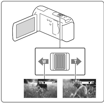 SONY HDR-PJ260 - Beweeg de motorzoomknop om het beeld te vergroten of te verkleinen. - 1
