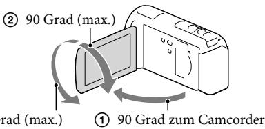 SONY HDR-PJ580 - Einstellen des LCD-Bildschirmträgerwinkels - 1