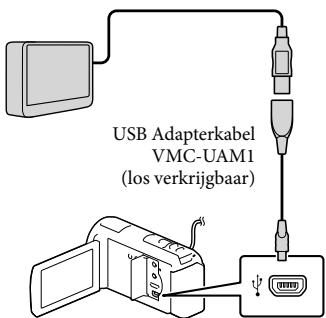 SONY HDR-PJ580 - Sluit uw camcorder aan op het externe apparaat met de USB-adapterkabel (los verkrijgbaar). - 1
