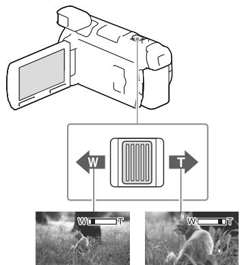 SONY HDR-PJ780VE - Verschieben Sie den Motorzoom-Hebel, um das Bild zu vergroßern oder zu verkleinern. - 1