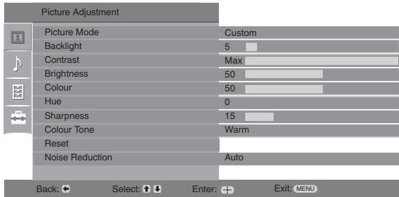 SONY KDL-26U2000 - Picture Adjustment menu - 1