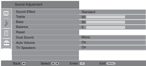 SONY KDL-26U2000 - Sound Adjustment menu - 1