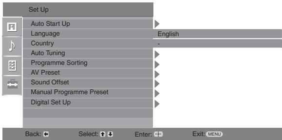 SONY KDL-26U2000 - Set-up menu - 1