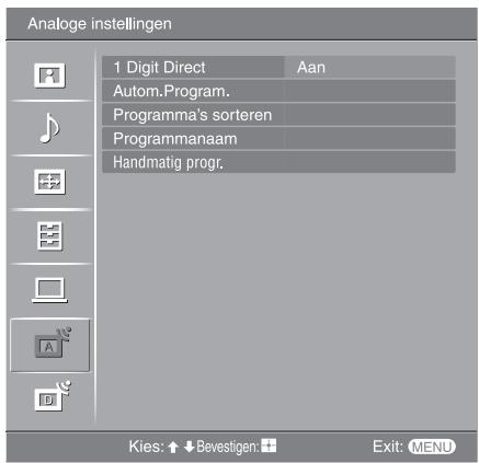 SONY KDL-32V2000 - Het menu Analoge instellingen (alleen in analoogmodus) - 1
