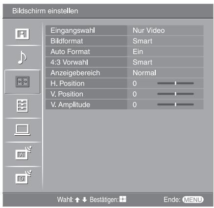 SONY KDL-32V2000 - Menü „Bildschirm einstellen“ - 1