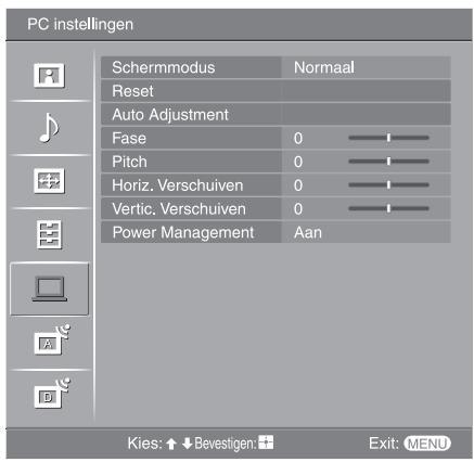 SONY KDL-32V2000 - Het menu PC instellingen - 1