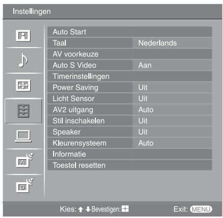SONY KDL-32V2000 - Het menu Instellingen - 1