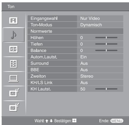 SONY KDL-32V2000 - Menü „Ton“ - 1